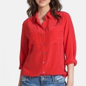 Two by Vince Camuto | 100% Silk Red Blouse